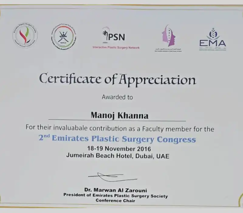 2nd Emirates Plastic Surgery Congress, Dubai (Faculty Member). | Plastic Surgery India 